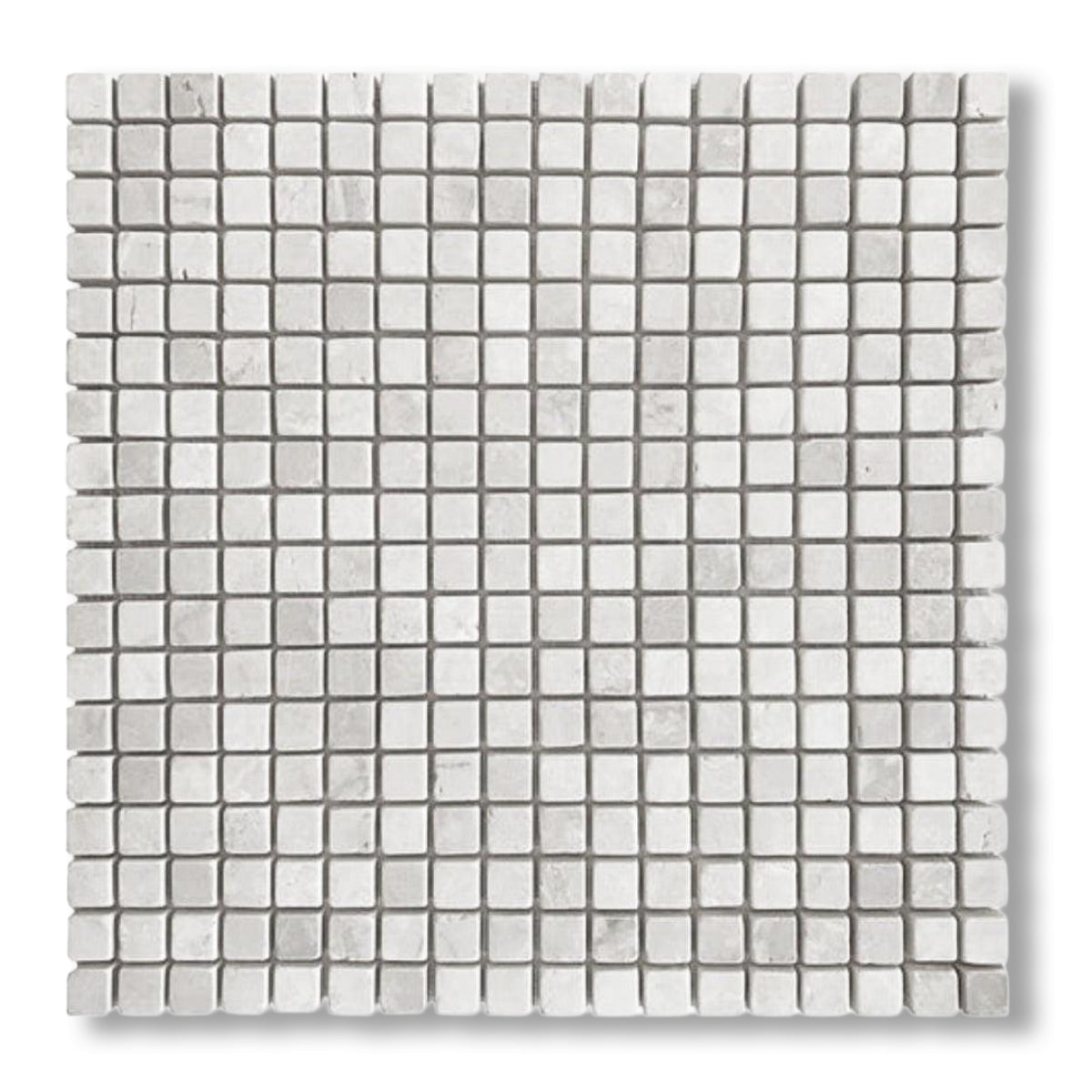 5/8x5/8 White Pearl / Botticino Marble Tumbled Mosaic Tile - American Tile Depot
