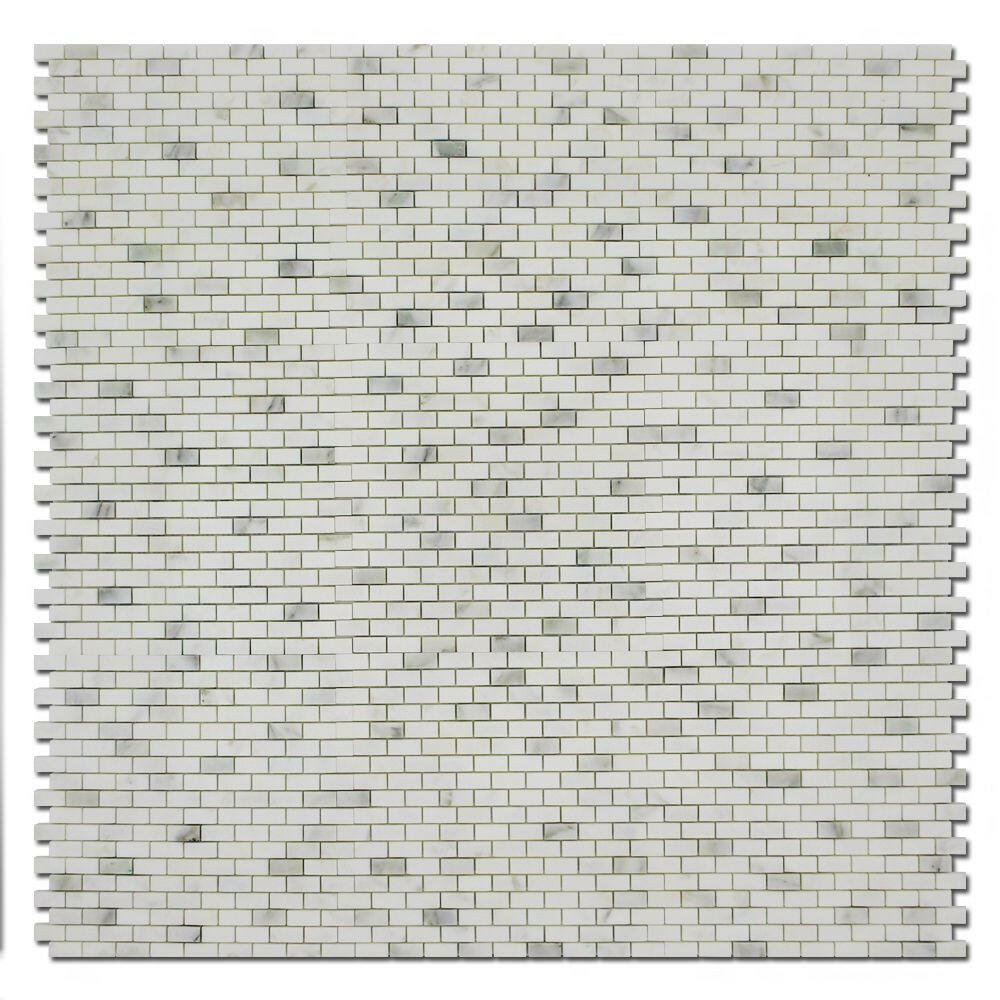 5/8 X 1 1/4 Calacatta Oliva Marble Honed Mini-Brick Mosaic Tile-American Tile Depot