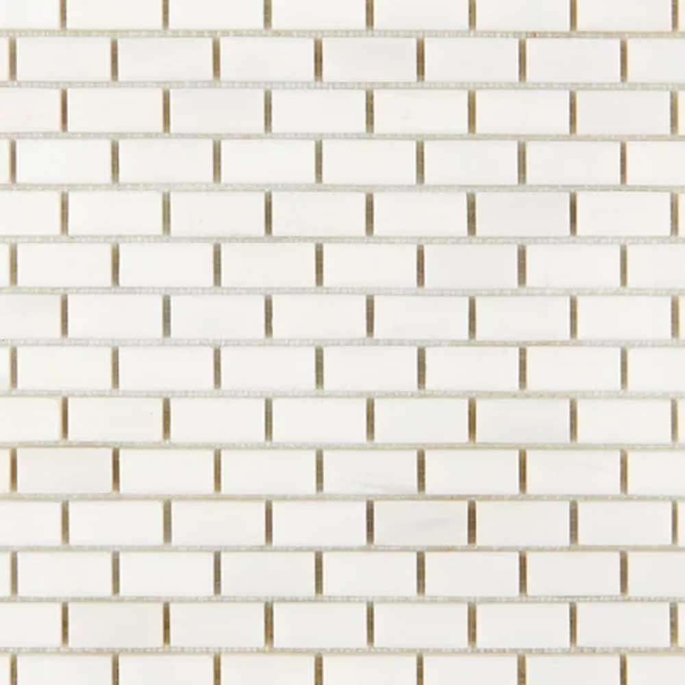 5/8x1 1/4 Bianco Dolomite Honed Baby Brick Mosaic Tile 5/8x1 1/4 Bianco Dolomite Honed Baby Brick Mosaic Tile - American Tile Depot