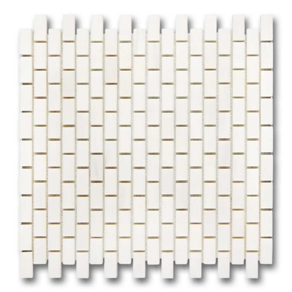 5/8x1 1/4 Bianco Dolomite Honed Baby Brick Mosaic Tile 5/8x1 1/4 Bianco Dolomite Honed Baby Brick Mosaic Tile - American Tile Depot
