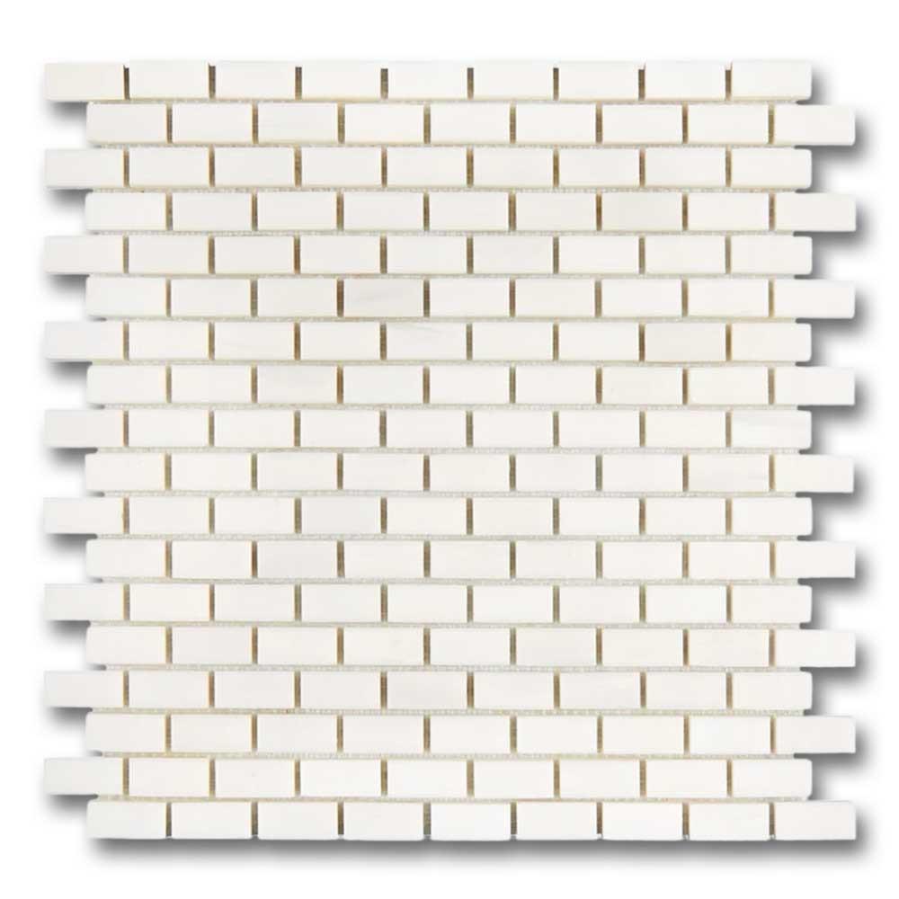 5/8x1 1/4 Bianco Dolomite Honed Baby Brick Mosaic Tile 5/8x1 1/4 Bianco Dolomite Honed Baby Brick Mosaic Tile - American Tile Depot