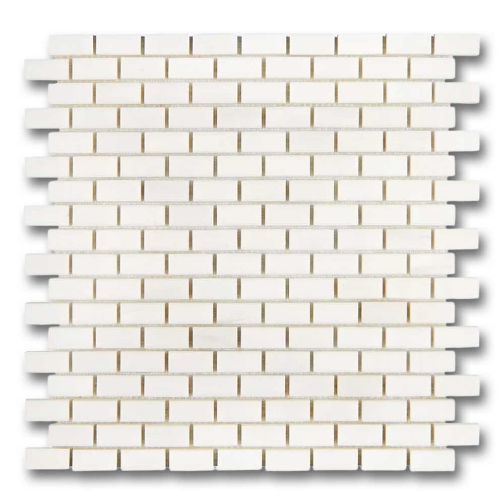5/8x1 1/4 Bianco Dolomite Honed Baby Brick Mosaic Tile 5/8x1 1/4 Bianco Dolomite Honed Baby Brick Mosaic Tile - American Tile Depot