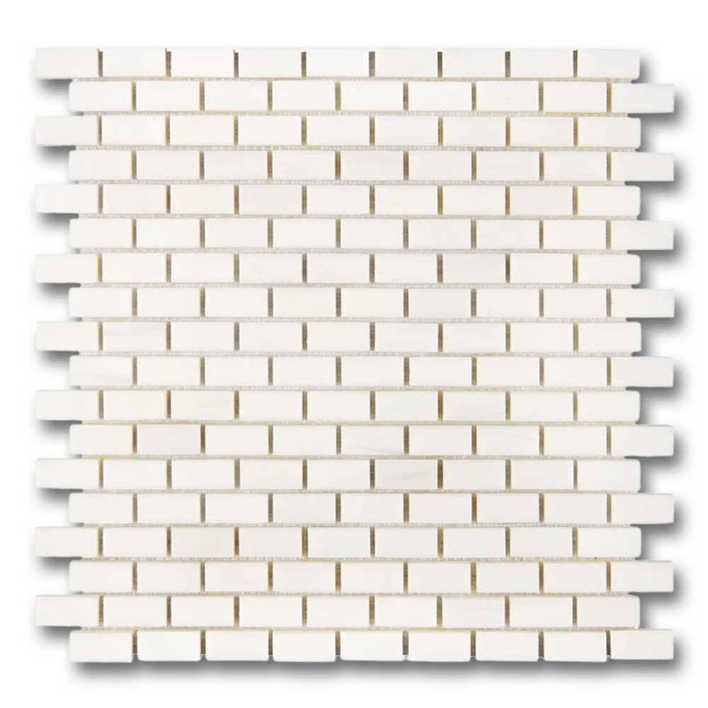 5/8x1 1/4 Bianco Dolomite Honed Baby Brick Mosaic Tile 5/8x1 1/4 Bianco Dolomite Honed Baby Brick Mosaic Tile - American Tile Depot