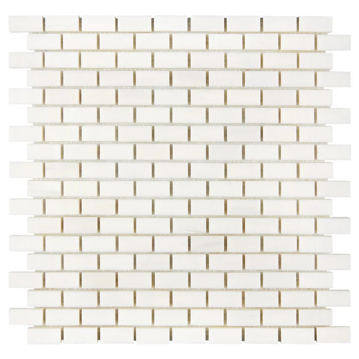 5/8x1 1/4 Bianco Dolomite Honed Baby Brick Mosaic Tile 5/8x1 1/4 Bianco Dolomite Honed Baby Brick Mosaic Tile - American Tile Depot