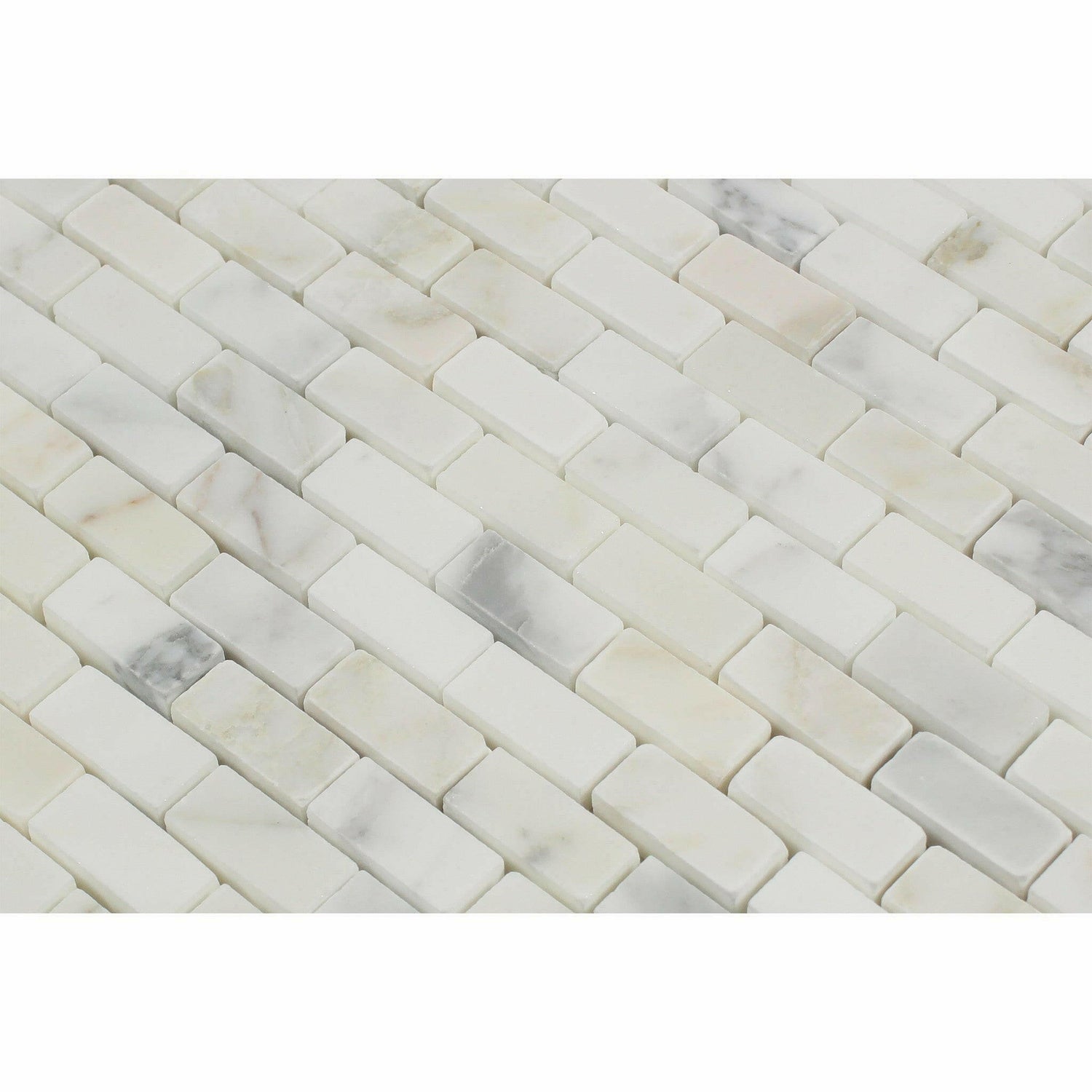 5/8x1 1/4 Calacatta Gold Marble Honed Baby Brick Mosaic Tile 5/8x1 1/4 Calacatta Gold Marble Honed Baby Brick Mosaic Tile - American Tile Depot