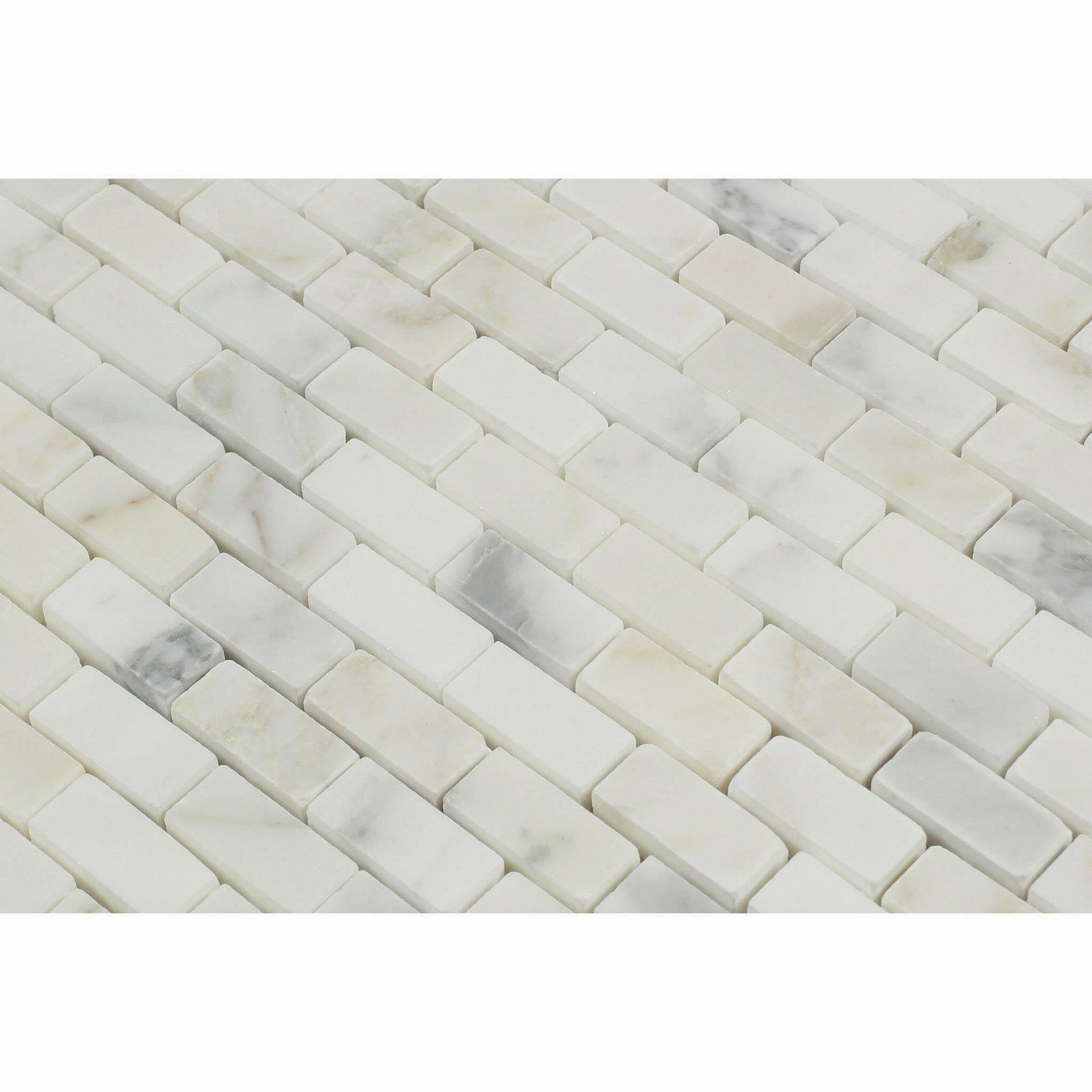 5/8x1 1/4 Calacatta Gold Marble Honed Baby Brick Mosaic Tile 5/8x1 1/4 Calacatta Gold Marble Honed Baby Brick Mosaic Tile - American Tile Depot