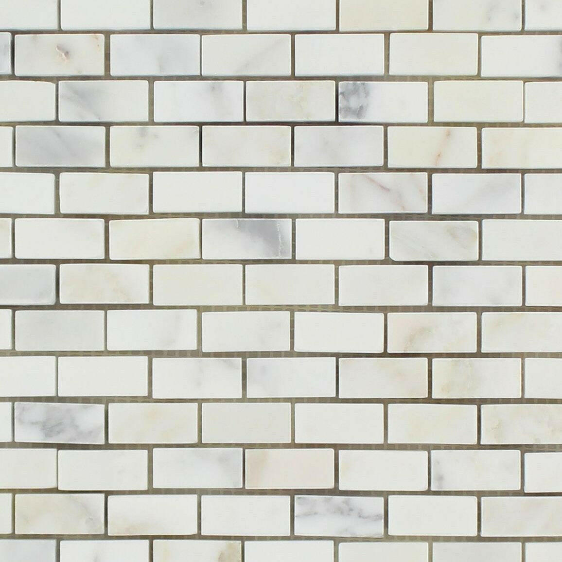 5/8x1 1/4 Calacatta Gold Marble Honed Baby Brick Mosaic Tile 5/8x1 1/4 Calacatta Gold Marble Honed Baby Brick Mosaic Tile - American Tile Depot