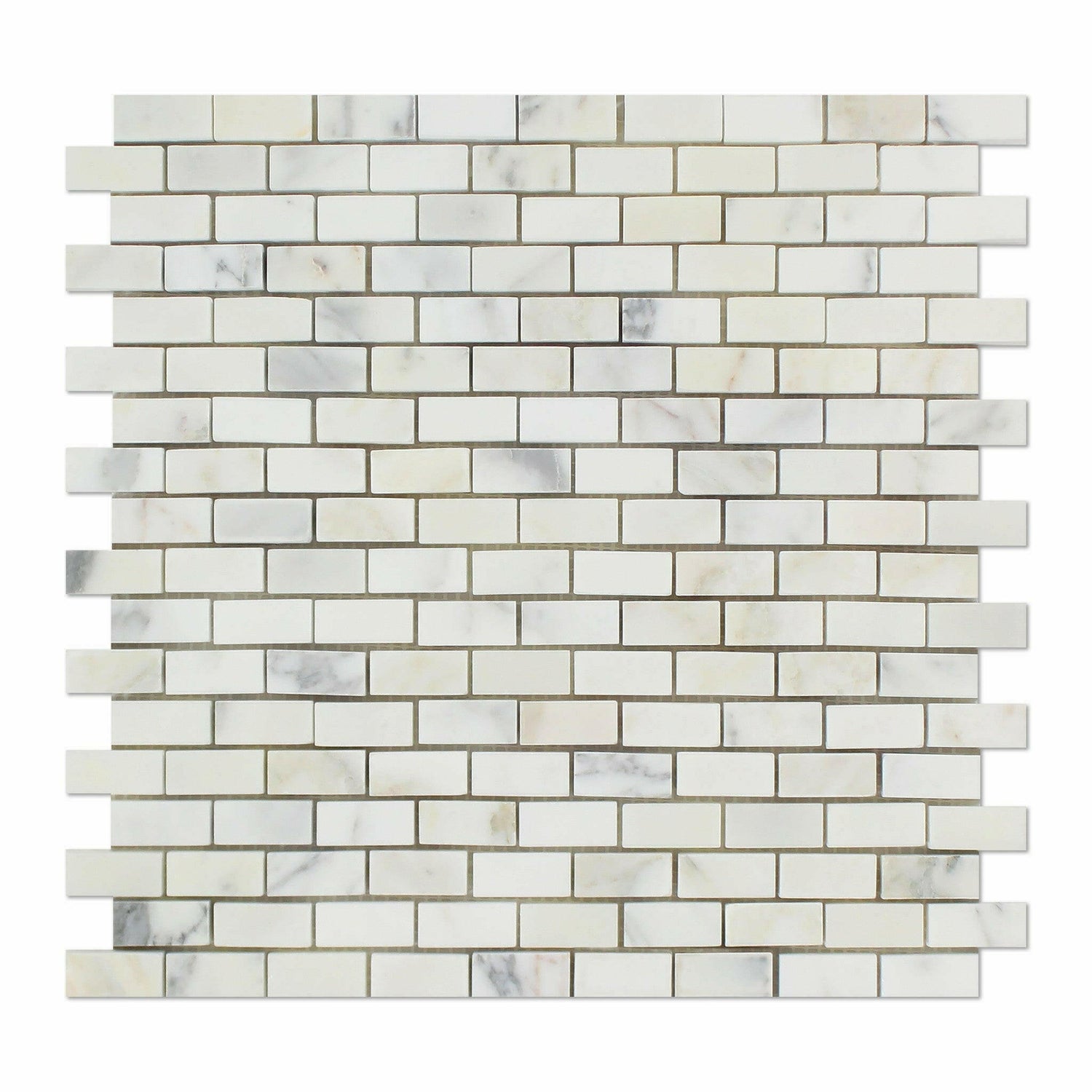 5/8x1 1/4 Calacatta Gold Marble Honed Baby Brick Mosaic Tile 5/8x1 1/4 Calacatta Gold Marble Honed Baby Brick Mosaic Tile - American Tile Depot