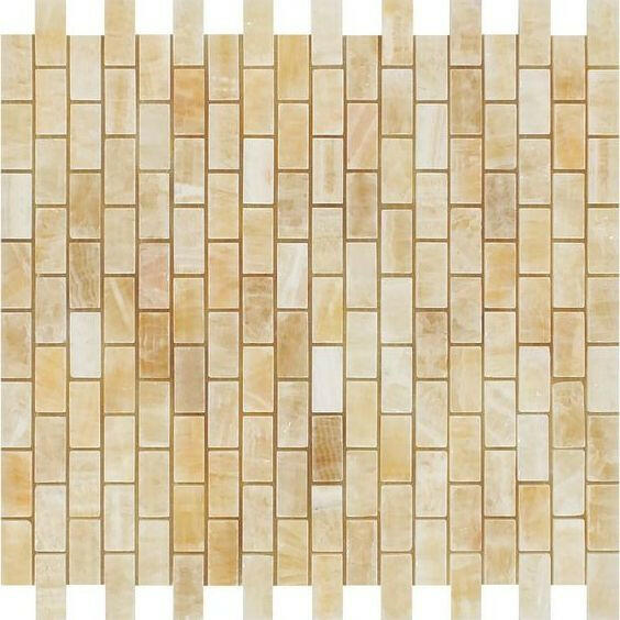 5/8x1 1/4 Honey Onyx Polished Baby Brick Mosaic Tile 5/8x1 1/4 Honey Onyx Polished Baby Brick Mosaic Tile - American Tile Depot