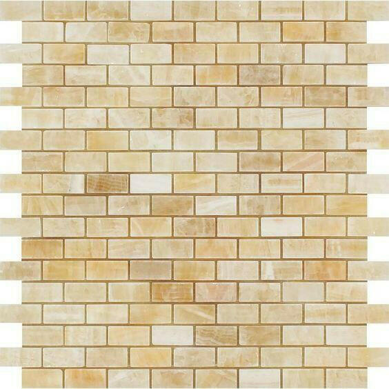 5/8x1 1/4 Honey Onyx Polished Baby Brick Mosaic Tile 5/8x1 1/4 Honey Onyx Polished Baby Brick Mosaic Tile - American Tile Depot
