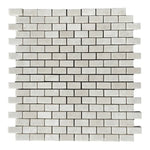 5/8x1 1/4 White Pearl / Botticino Marble Polished Baby Brick Mosaic Tile 5/8x1 1/4 White Pearl / Botticino Marble Polished Baby Brick Mosaic Tile - American Tile Depot
