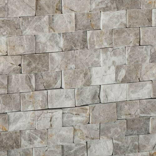 5/8x1 Tundra Gray (Atlantic Gray) Marble Split-Faced Mosaic Tile 5/8x1 Tundra Gray (Atlantic Gray) Marble Split-Faced Mosaic Tile - American Tile Depot