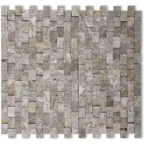 5/8x1 Tundra Gray (Atlantic Gray) Marble Split-Faced Mosaic Tile 5/8x1 Tundra Gray (Atlantic Gray) Marble Split-Faced Mosaic Tile - American Tile Depot