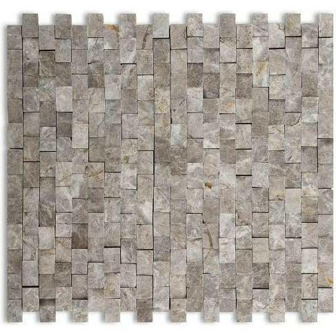 5/8x1 Tundra Gray (Atlantic Gray) Marble Split-Faced Mosaic Tile 5/8x1 Tundra Gray (Atlantic Gray) Marble Split-Faced Mosaic Tile - American Tile Depot