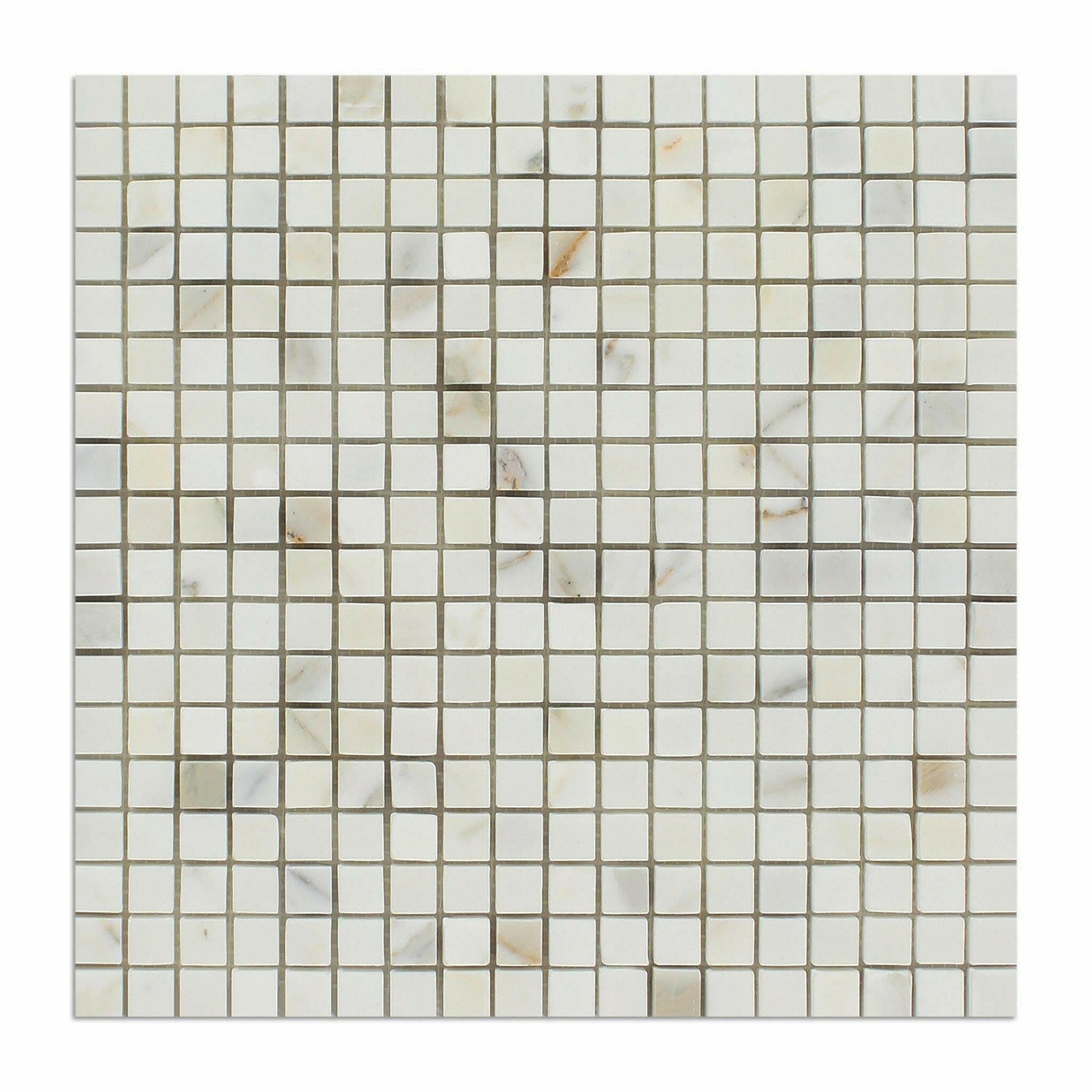 5/8x5/8 Calacatta Gold Marble Honed Mosaic Tile 5/8x5/8 Calacatta Gold Marble Honed Mosaic Tile - American Tile Depot