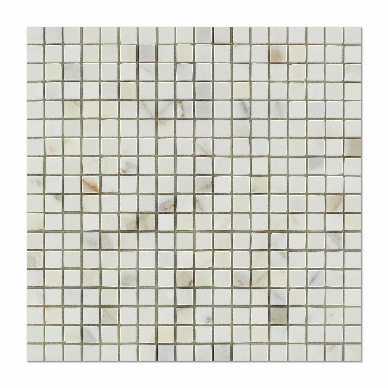 5/8x5/8 Calacatta Gold Marble Honed Mosaic Tile 5/8x5/8 Calacatta Gold Marble Honed Mosaic Tile - American Tile Depot