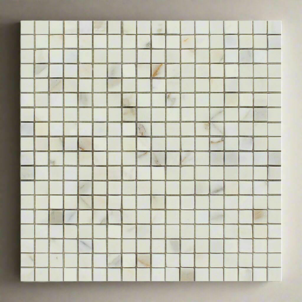 5/8x5/8 Calacatta Gold Marble Polished Mosaic Tile 5/8x5/8 Calacatta Gold Marble Polished Mosaic Tile - American Tile Depot
