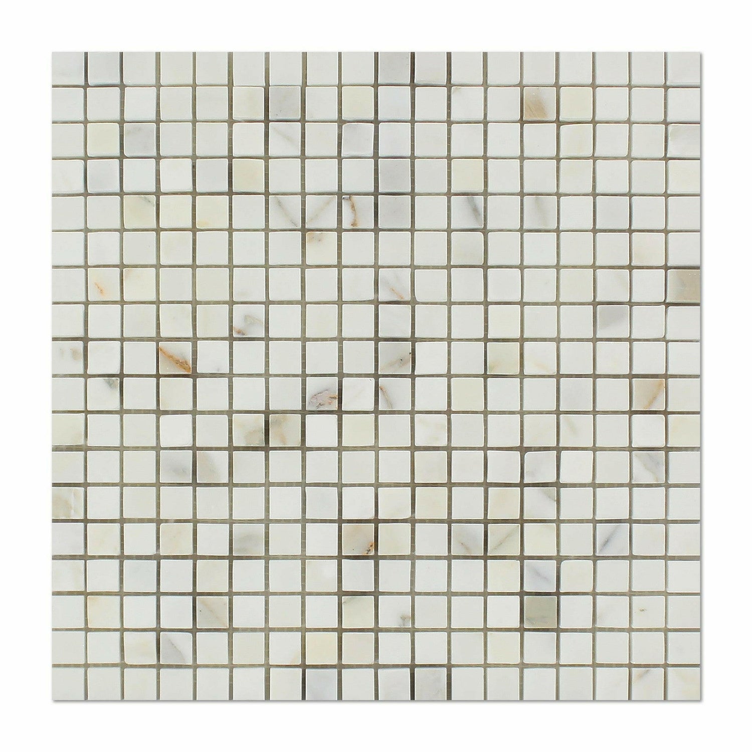 5/8x5/8 Calacatta Gold Marble Polished Mosaic Tile 5/8x5/8 Calacatta Gold Marble Polished Mosaic Tile - American Tile Depot