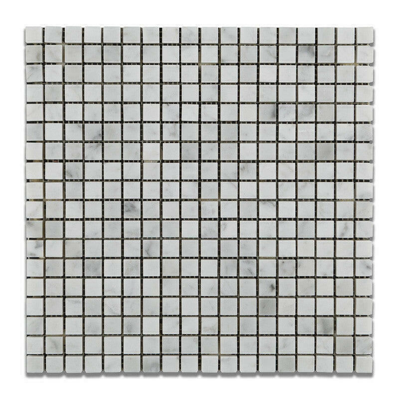 5/8x5/8 Carrara White Marble Polished Mosaic Tile 5/8x5/8 Carrara White Marble Polished Mosaic Tile - American Tile Depot
