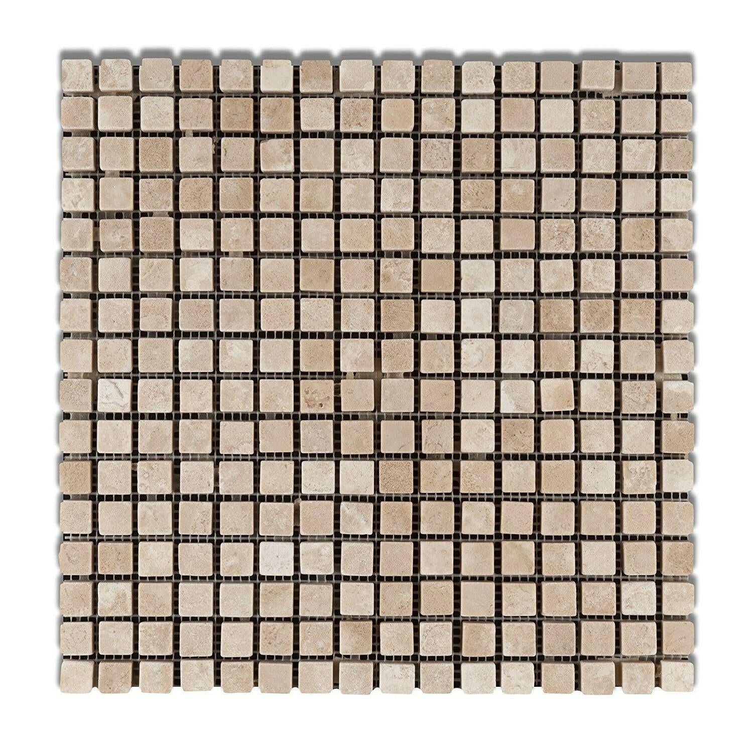 5/8x5/8 Durango Cream Travertine Tumbled Mosaic Tile 5/8x5/8 Durango Cream Travertine Tumbled Mosaic Tile - American Tile Depot