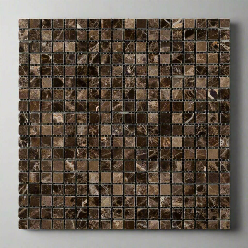 5/8x5/8 Emperador Dark Marble Polished Mosaic Tile 5/8x5/8 Emperador Dark Marble Polished Mosaic Tile - American Tile Depot