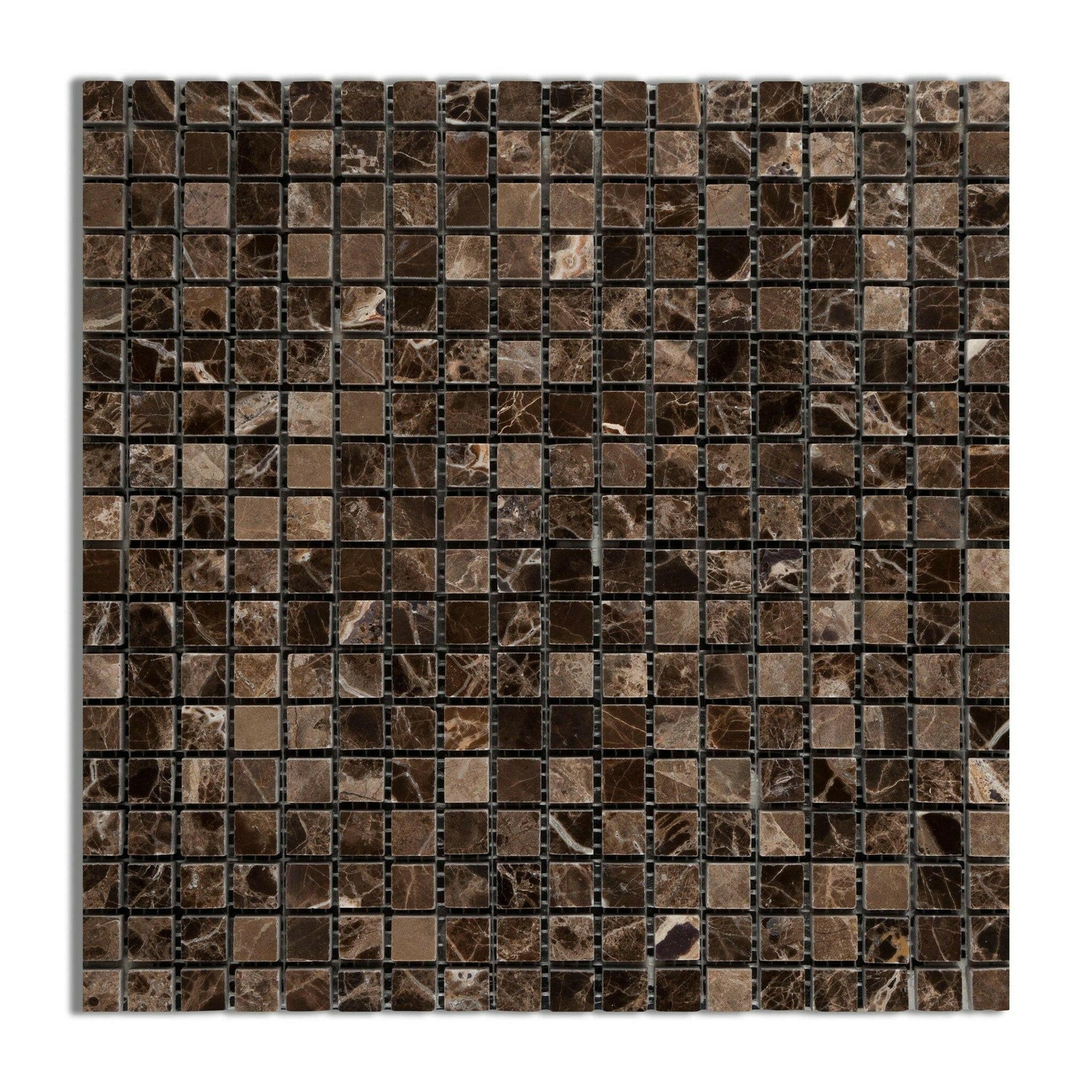 5/8x5/8 Emperador Dark Marble Polished Mosaic Tile 5/8x5/8 Emperador Dark Marble Polished Mosaic Tile - American Tile Depot