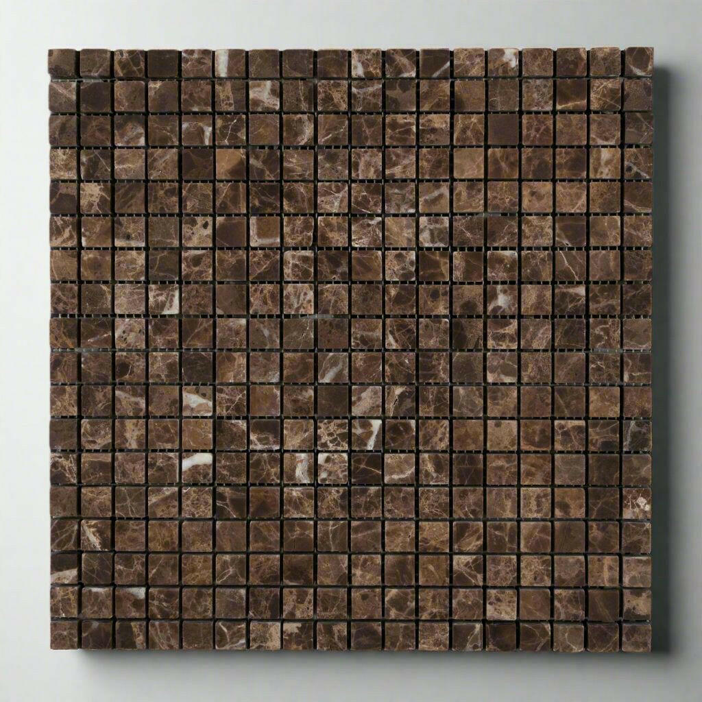5/8x5/8 Emperador Dark Marble Tumbled Mosaic Tile 5/8x5/8 Emperador Dark Marble Tumbled Mosaic Tile - American Tile Depot