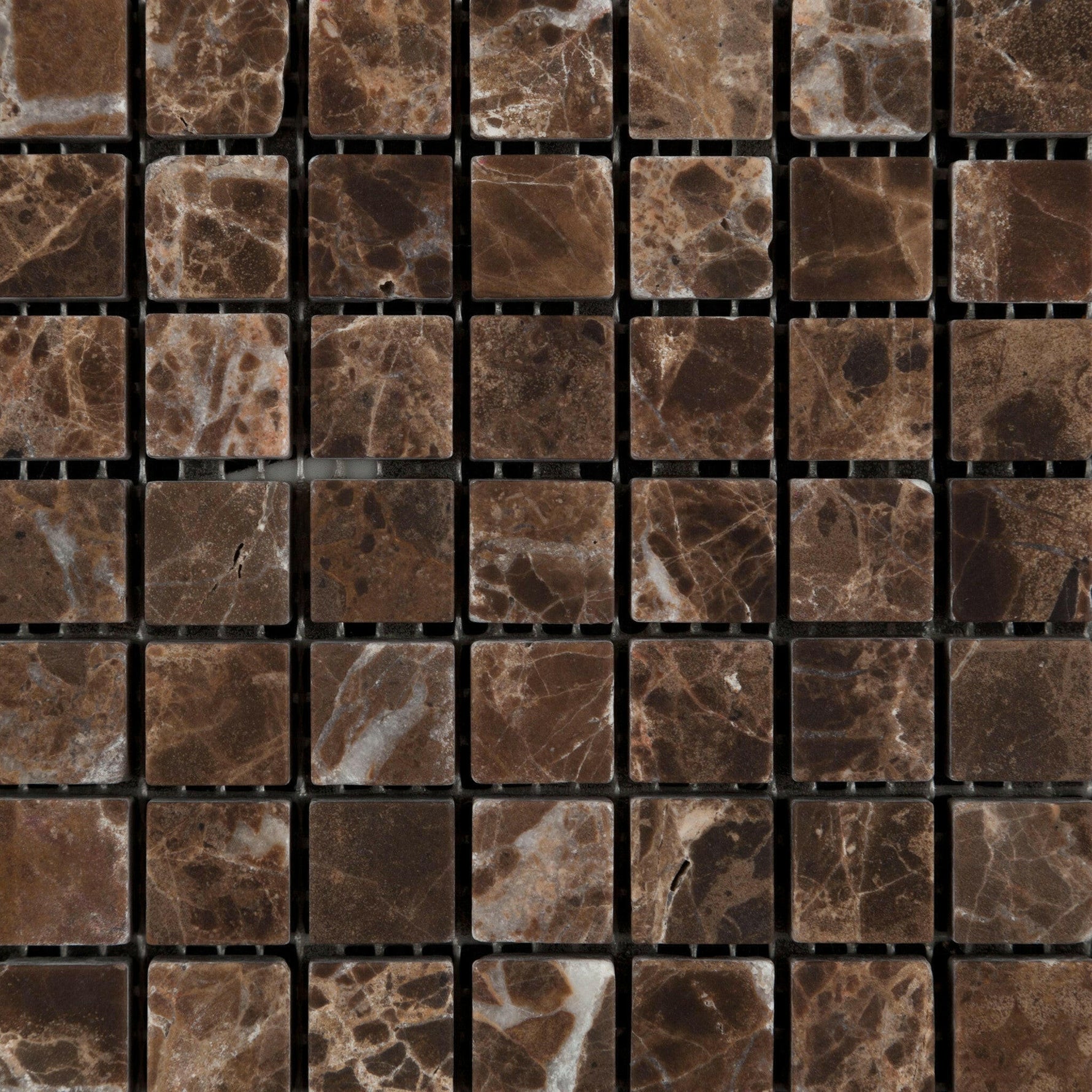 5/8x5/8 Emperador Dark Marble Tumbled Mosaic Tile 5/8x5/8 Emperador Dark Marble Tumbled Mosaic Tile - American Tile Depot