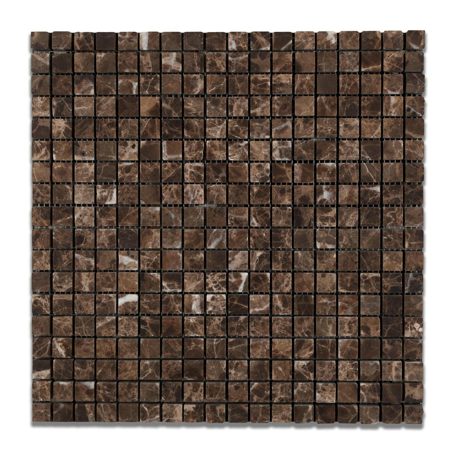 5/8x5/8 Emperador Dark Marble Tumbled Mosaic Tile 5/8x5/8 Emperador Dark Marble Tumbled Mosaic Tile - American Tile Depot