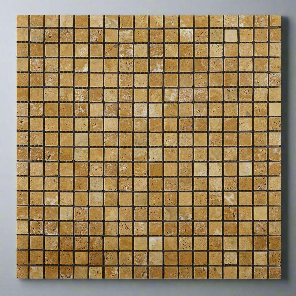 5/8x5/8 Gold / Yellow Travertine Tumbled Mosaic Tile 5/8x5/8 Gold / Yellow Travertine Tumbled Mosaic Tile - American Tile Depot