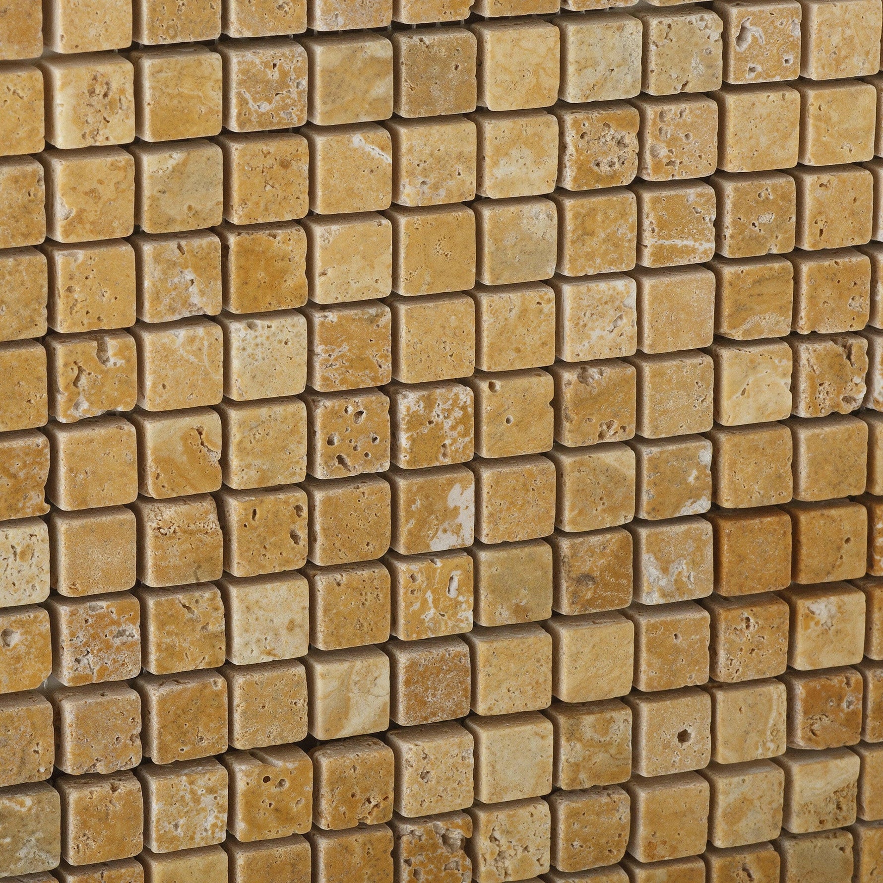 5/8x5/8 Gold / Yellow Travertine Tumbled Mosaic Tile 5/8x5/8 Gold / Yellow Travertine Tumbled Mosaic Tile - American Tile Depot