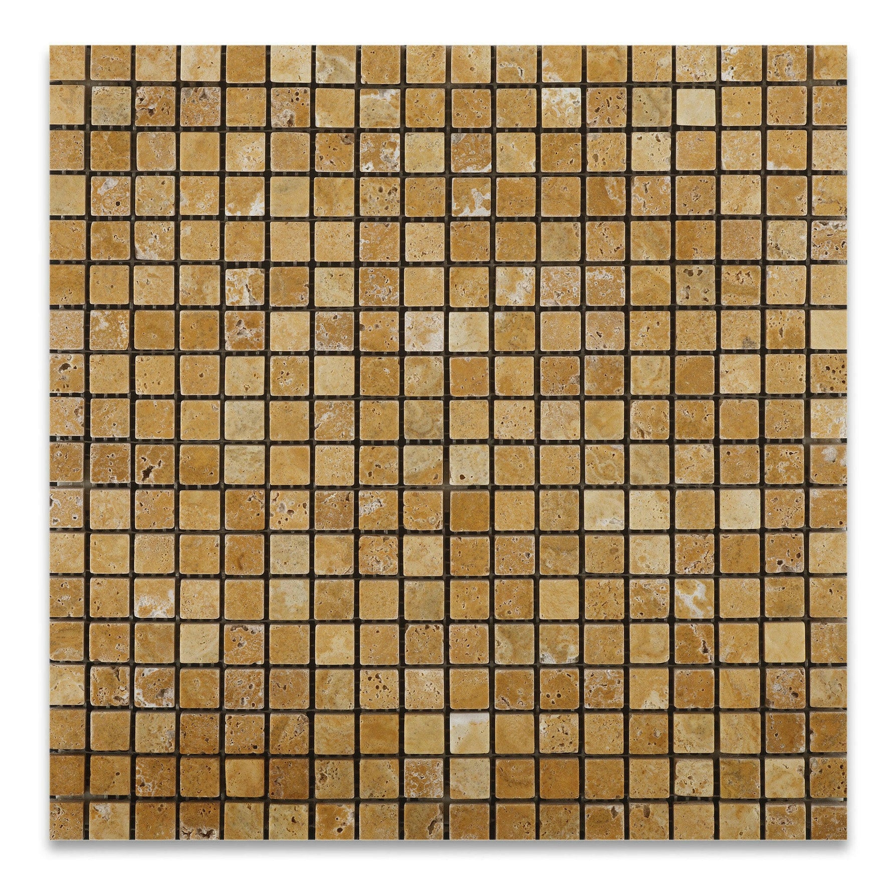 5/8x5/8 Gold / Yellow Travertine Tumbled Mosaic Tile 5/8x5/8 Gold / Yellow Travertine Tumbled Mosaic Tile - American Tile Depot