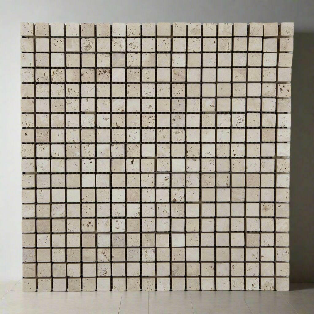 5/8x5/8 Ivory Travertine Tumbled Mosaic Tile 5/8x5/8 Ivory Travertine Tumbled Mosaic Tile - American Tile Depot