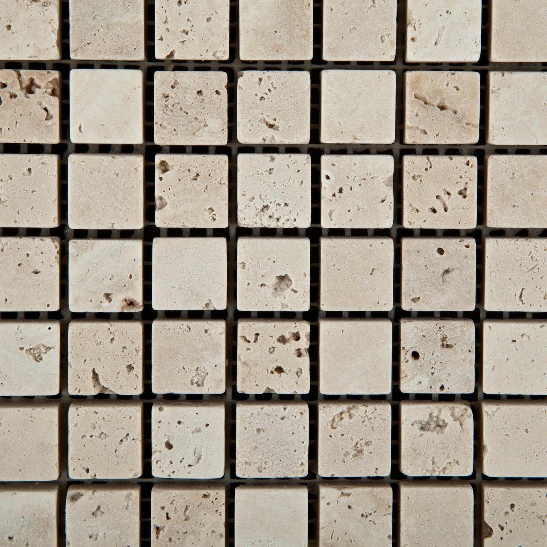 5/8x5/8 Ivory Travertine Tumbled Mosaic Tile 5/8x5/8 Ivory Travertine Tumbled Mosaic Tile - American Tile Depot