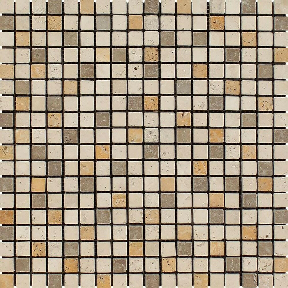 5/8x5/8 Mixed Travertine Tumbled Mosaic Tile 5/8x5/8 Mixed Travertine Tumbled Mosaic Tile - American Tile Depot
