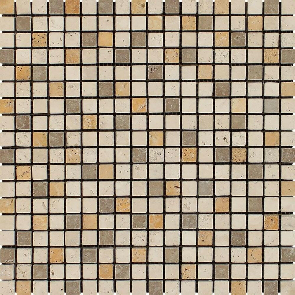5/8x5/8 Mixed Travertine Tumbled Mosaic Tile 5/8x5/8 Mixed Travertine Tumbled Mosaic Tile - American Tile Depot