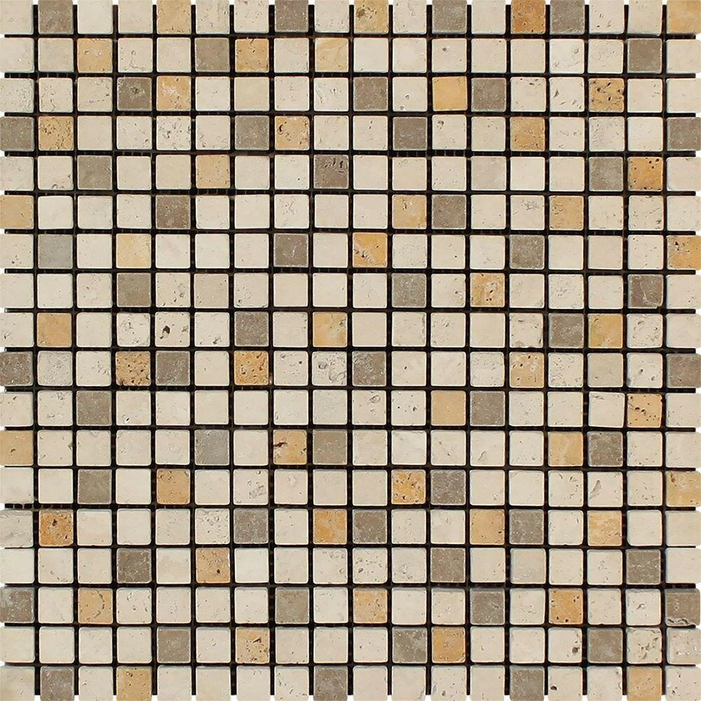 5/8x5/8 Mixed Travertine Tumbled Mosaic Tile 5/8x5/8 Mixed Travertine Tumbled Mosaic Tile - American Tile Depot