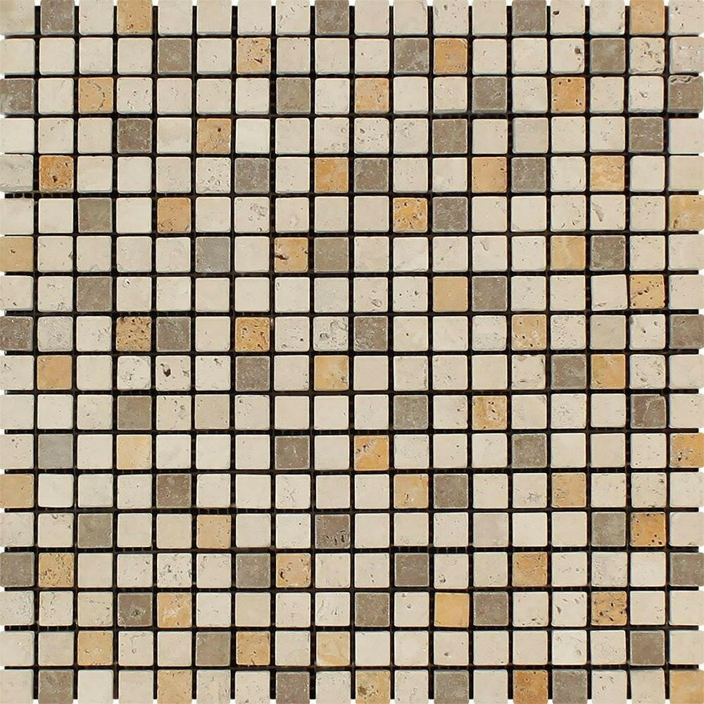 5/8x5/8 Mixed Travertine Tumbled Mosaic Tile 5/8x5/8 Mixed Travertine Tumbled Mosaic Tile - American Tile Depot