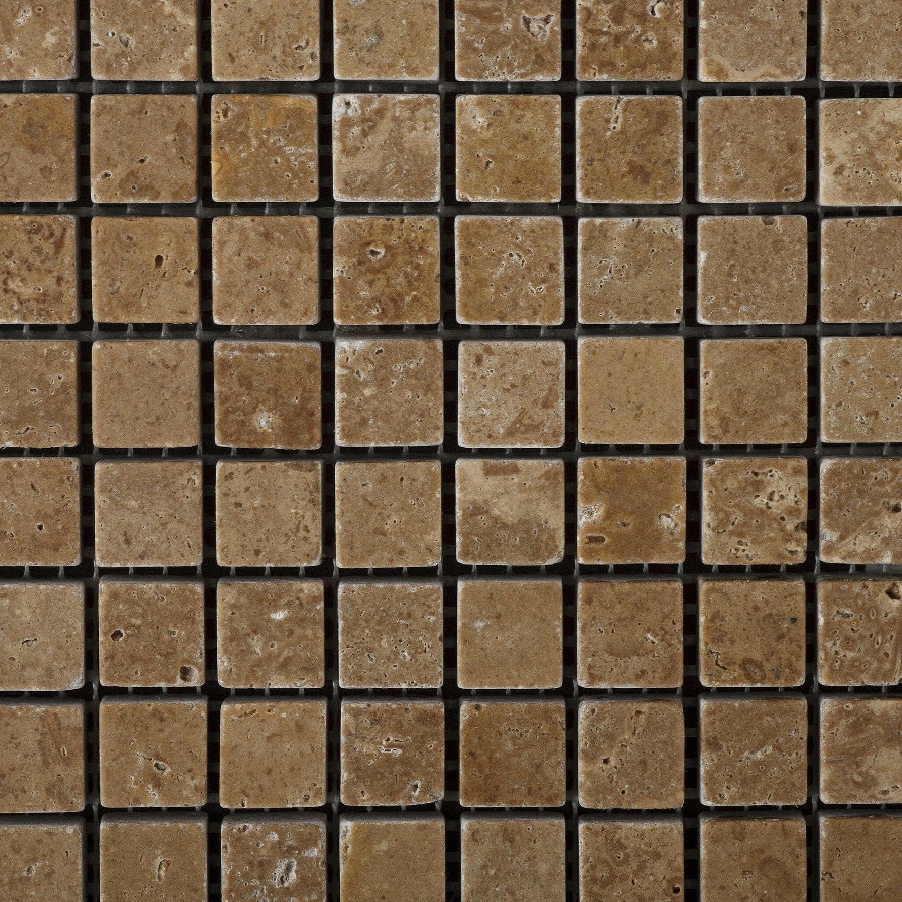 5/8x5/8 Noce Travertine Tumbled Mosaic Tile 5/8x5/8 Noce Travertine Tumbled Mosaic Tile - American Tile Depot