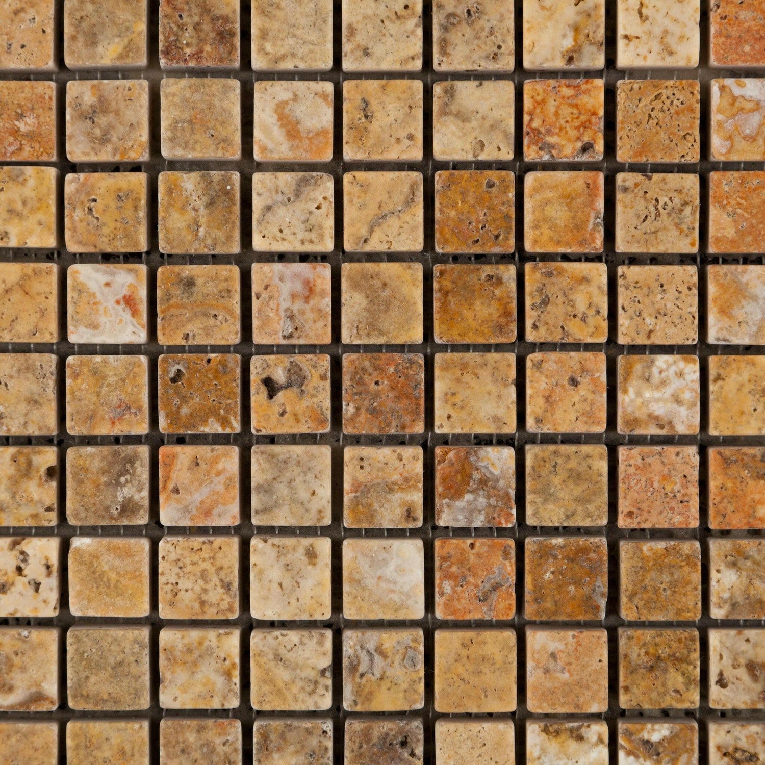 5/8x5/8 Scabos Travertine Tumbled Mosaic Tile 5/8x5/8 Scabos Travertine Tumbled Mosaic Tile - American Tile Depot