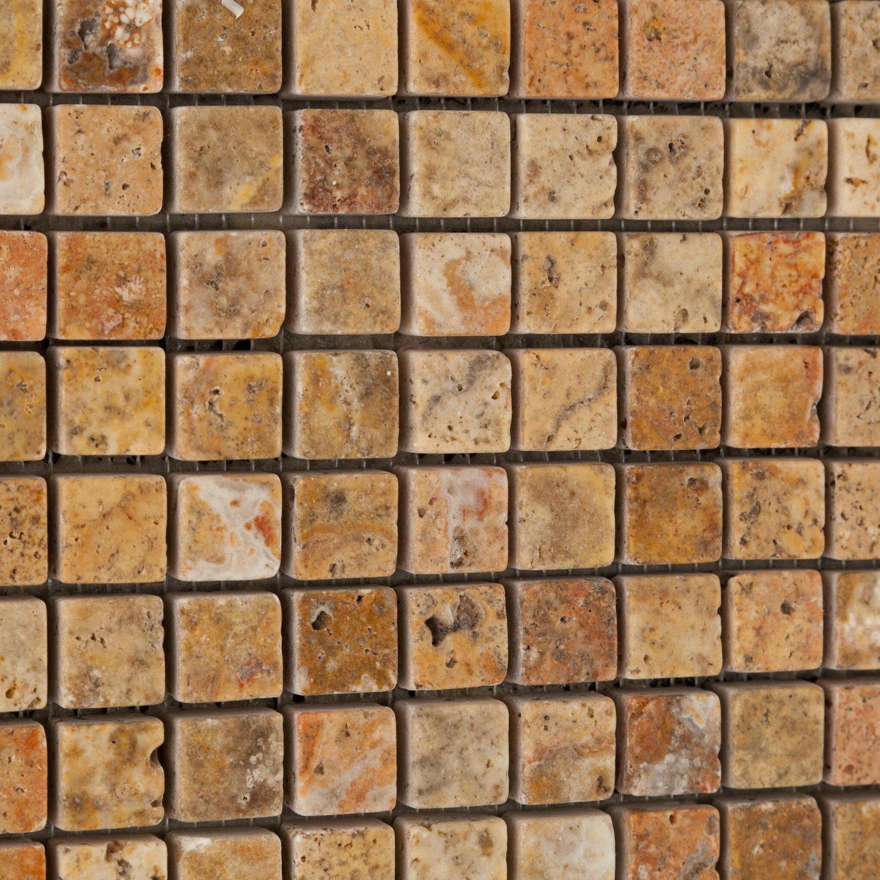 5/8x5/8 Scabos Travertine Tumbled Mosaic Tile 5/8x5/8 Scabos Travertine Tumbled Mosaic Tile - American Tile Depot