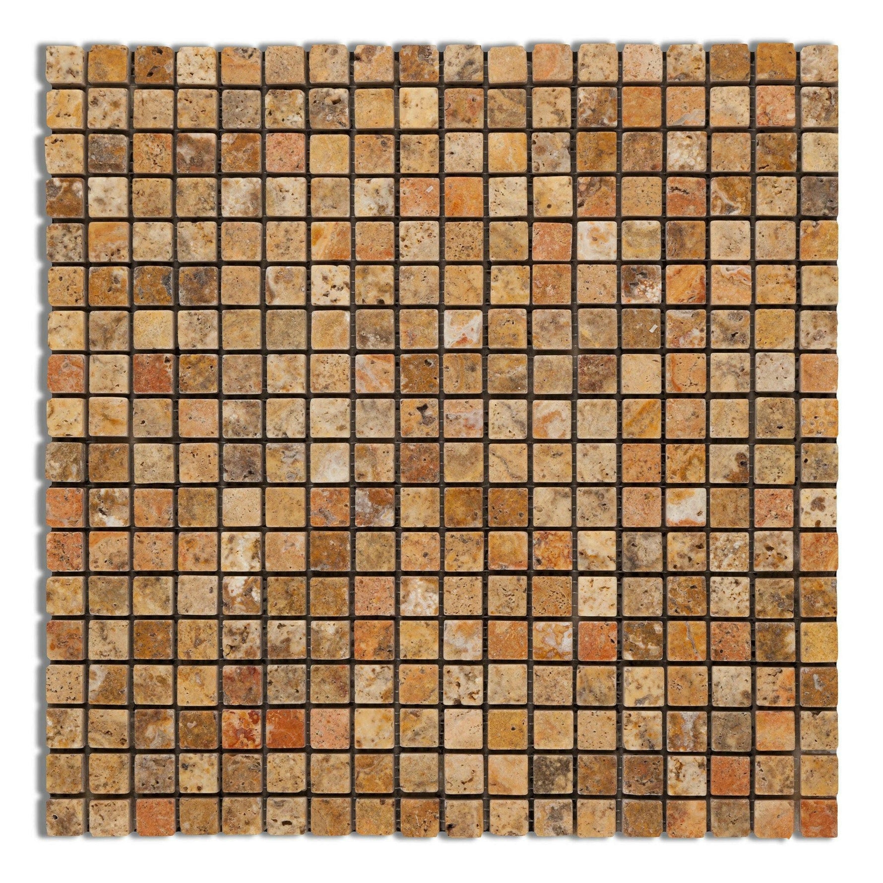 5/8x5/8 Scabos Travertine Tumbled Mosaic Tile 5/8x5/8 Scabos Travertine Tumbled Mosaic Tile - American Tile Depot
