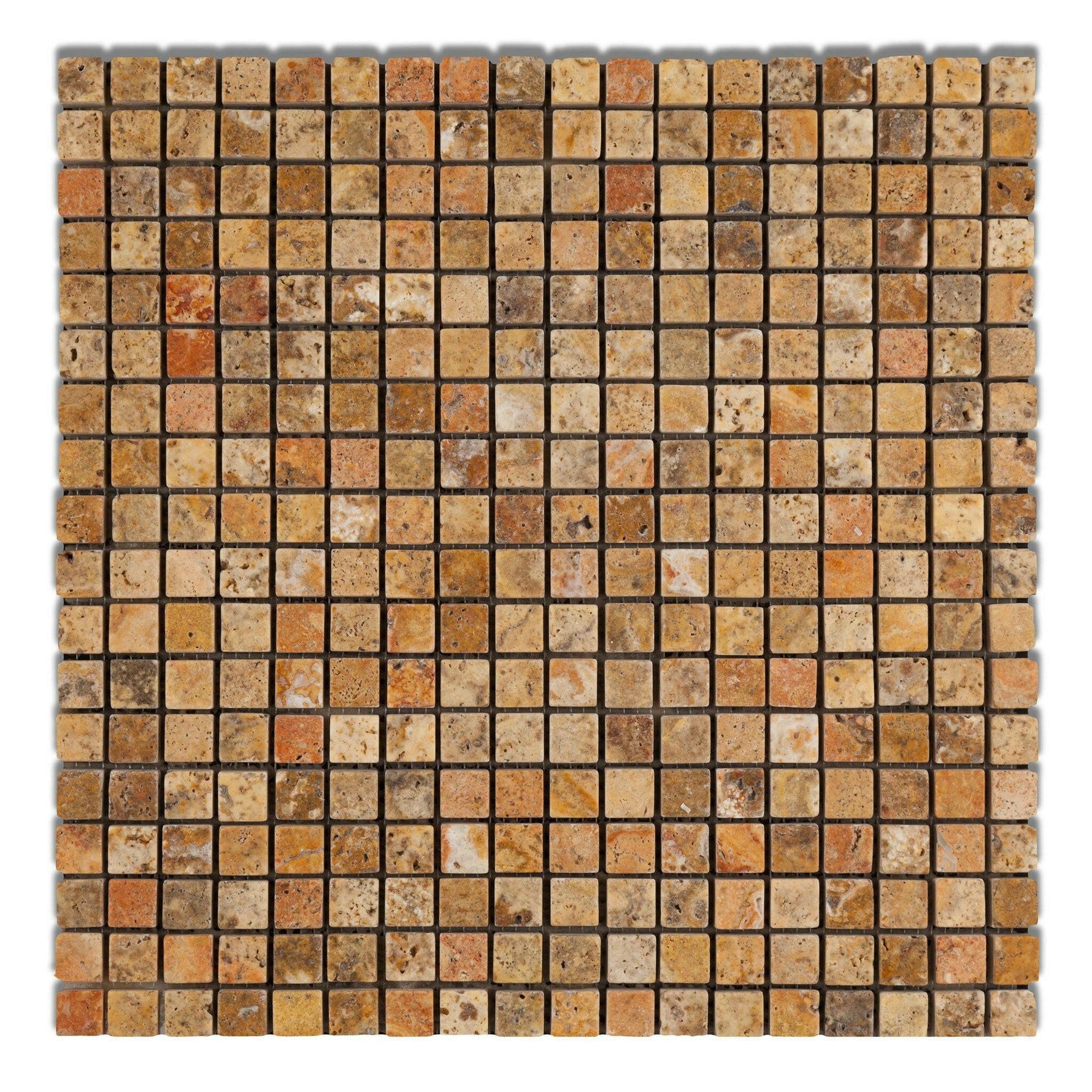 5/8x5/8 Scabos Travertine Tumbled Mosaic Tile 5/8x5/8 Scabos Travertine Tumbled Mosaic Tile - American Tile Depot