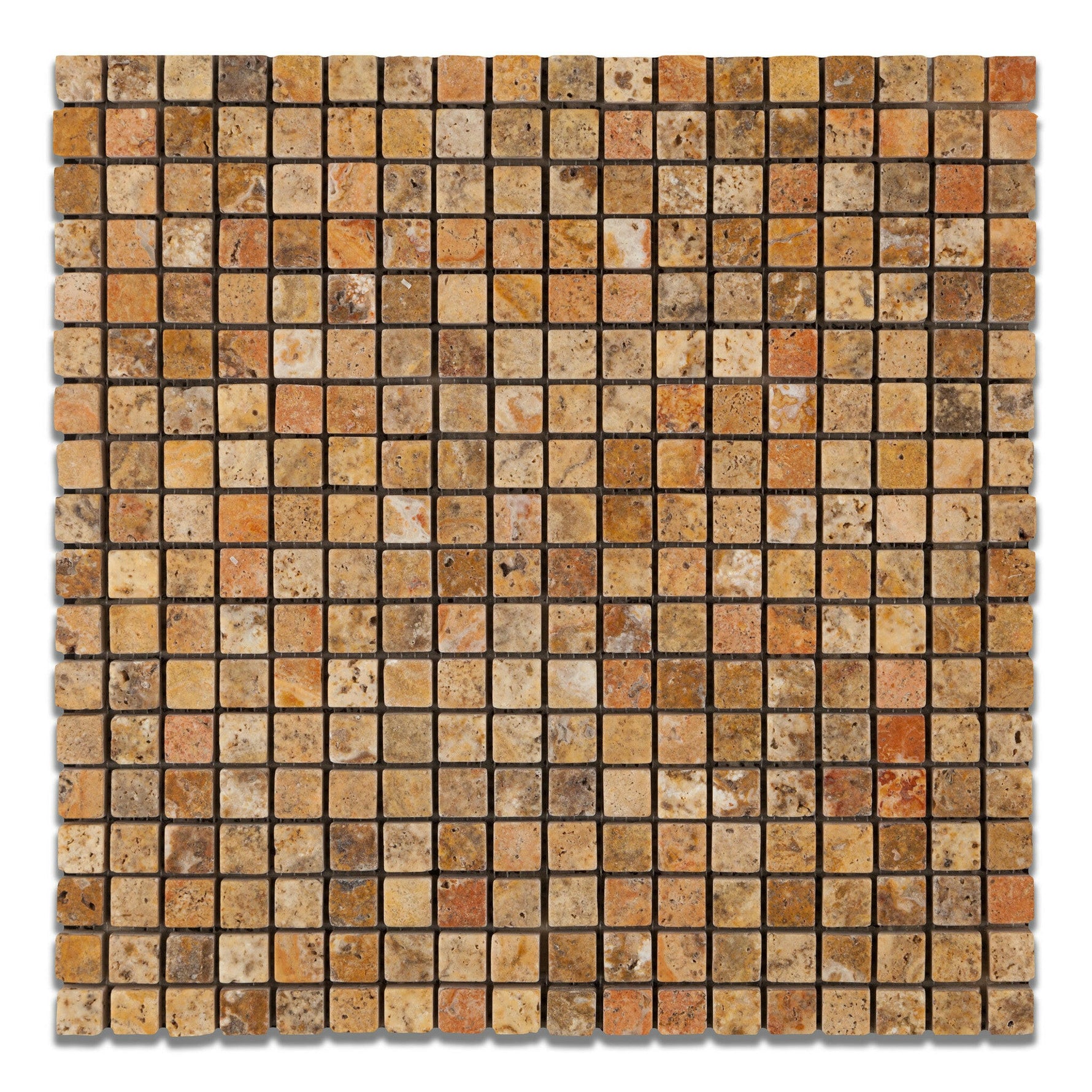 5/8x5/8 Scabos Travertine Tumbled Mosaic Tile 5/8x5/8 Scabos Travertine Tumbled Mosaic Tile - American Tile Depot