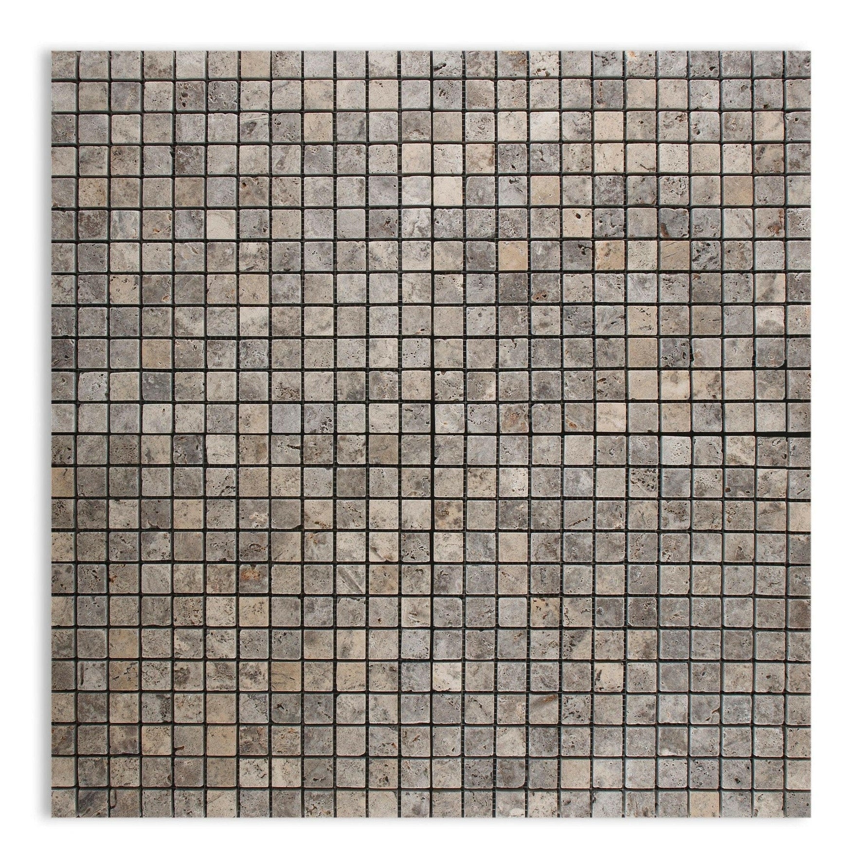 5/8x5/8 Silver Travertine Tumbled Mosaic Tile 5/8x5/8 Silver Travertine Tumbled Mosaic Tile - American Tile Depot