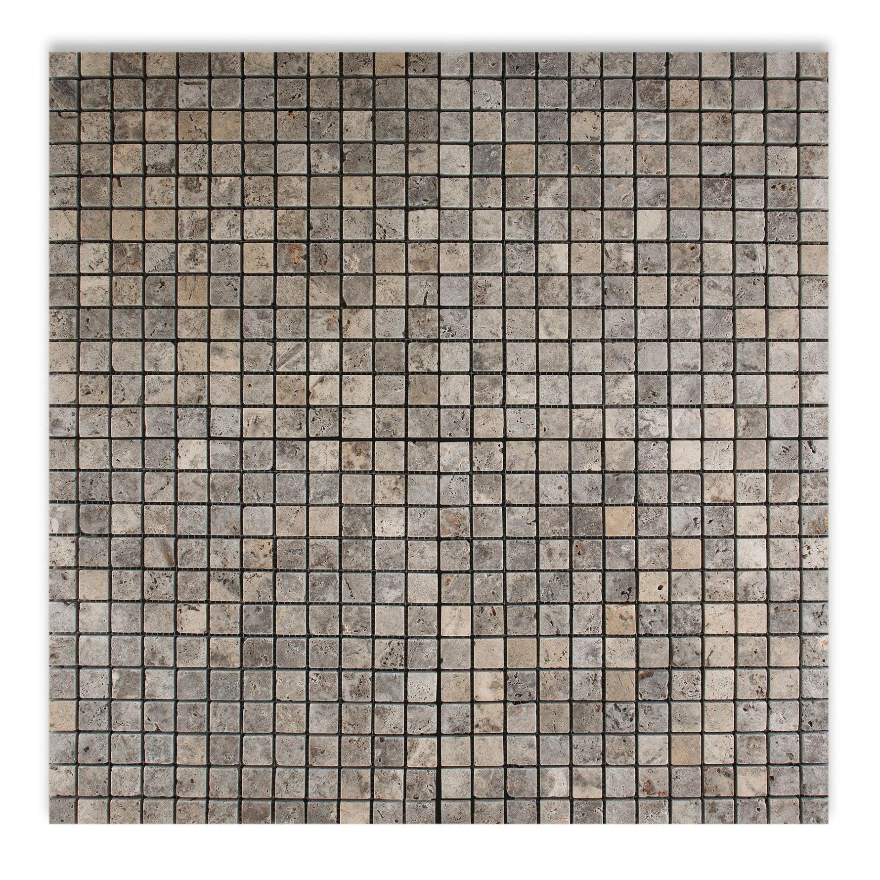 5/8x5/8 Silver Travertine Tumbled Mosaic Tile 5/8x5/8 Silver Travertine Tumbled Mosaic Tile - American Tile Depot