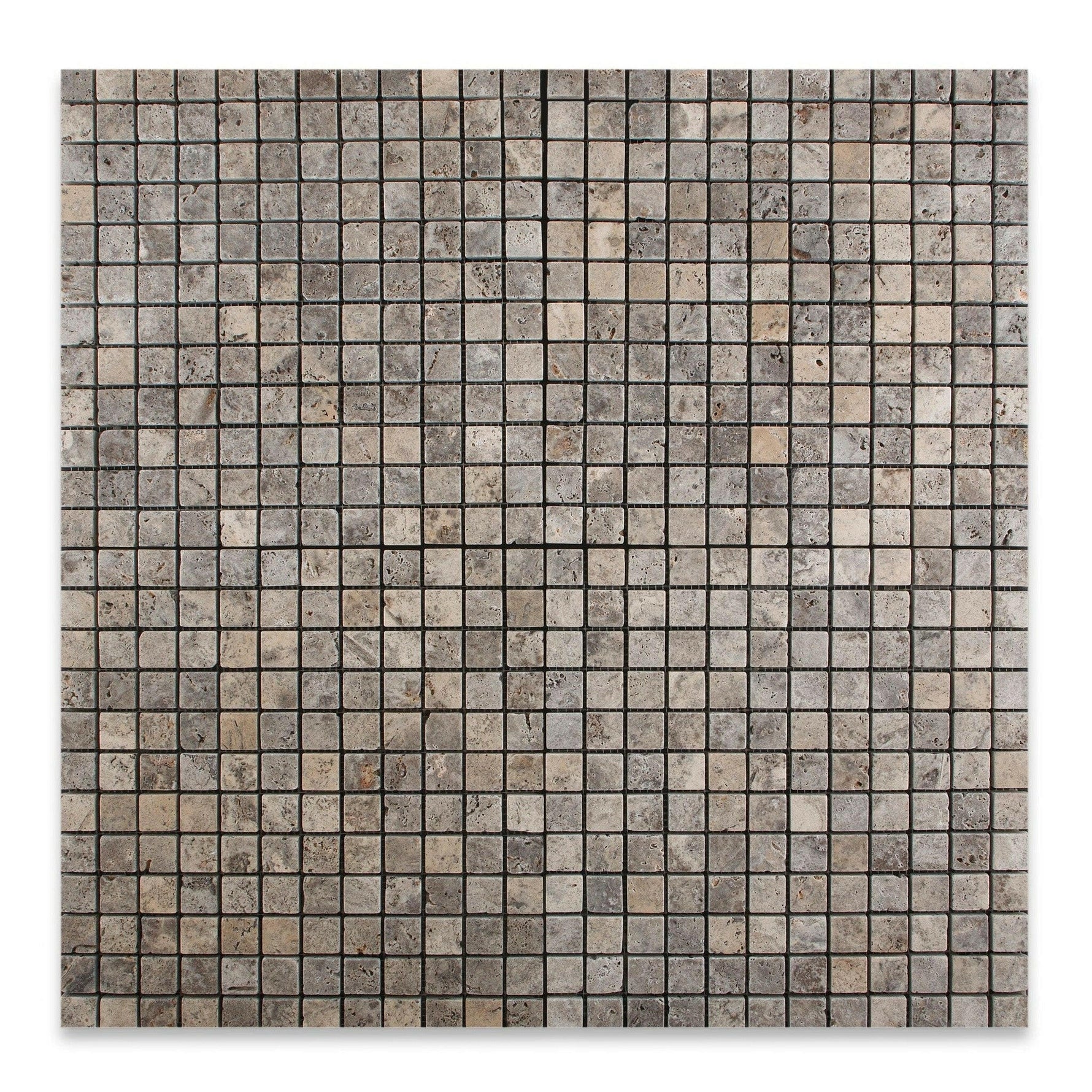 5/8x5/8 Silver Travertine Tumbled Mosaic Tile 5/8x5/8 Silver Travertine Tumbled Mosaic Tile - American Tile Depot