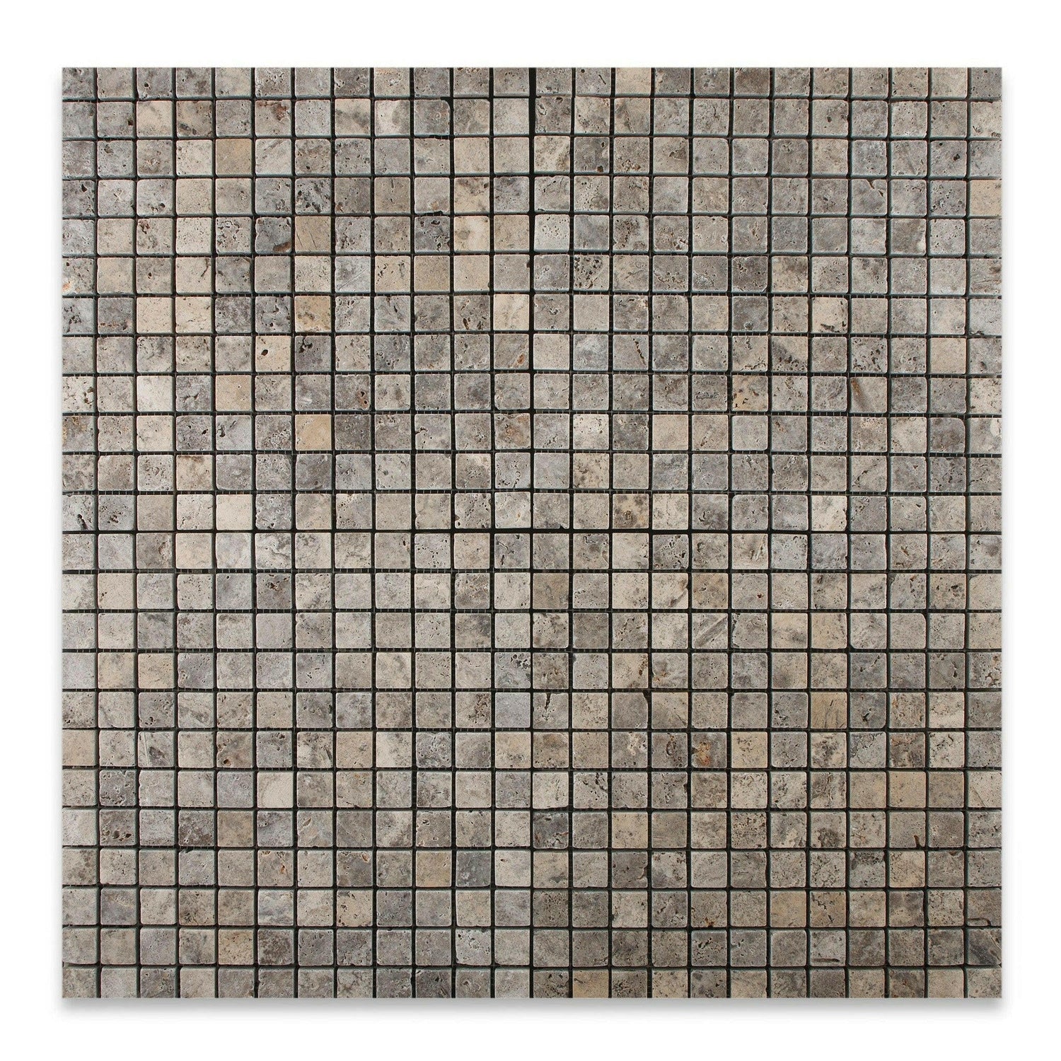 5/8x5/8 Silver Travertine Tumbled Mosaic Tile 5/8x5/8 Silver Travertine Tumbled Mosaic Tile - American Tile Depot
