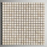 5/8x5/8 White Pearl / Botticino Marble Polished Mosaic Tile 5/8x5/8 White Pearl / Botticino Marble Polished Mosaic Tile - American Tile Depot