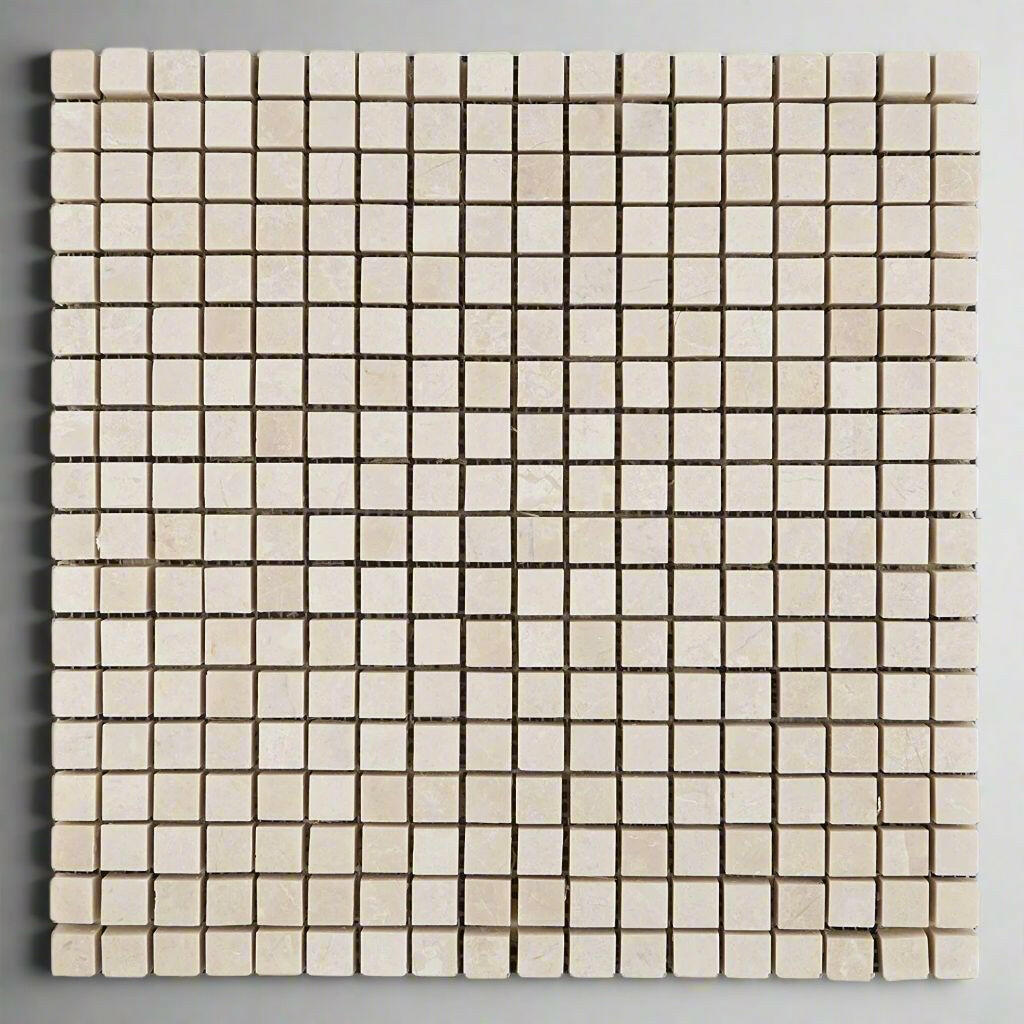 5/8x5/8 White Pearl / Botticino Marble Polished Mosaic Tile 5/8x5/8 White Pearl / Botticino Marble Polished Mosaic Tile - American Tile Depot